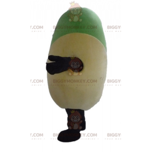 BIGGYMONKEY™ costume mascotte pistacchio gigante beige viola e