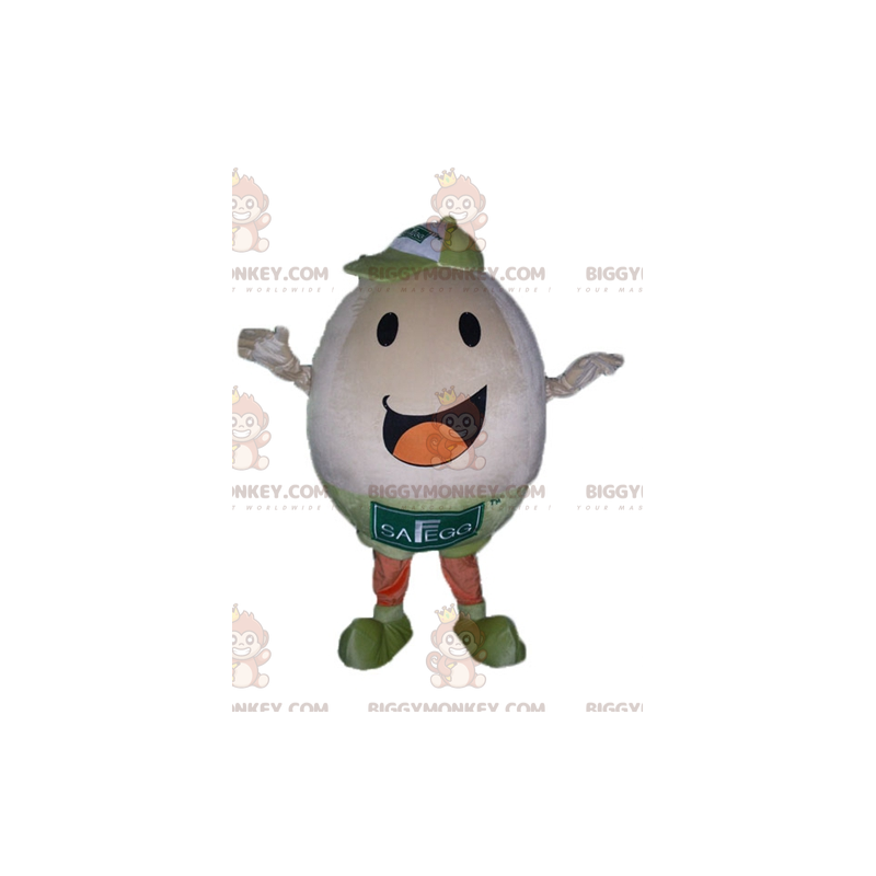 Costume de mascotte BIGGYMONKEY™ d'œuf géant très souriant et