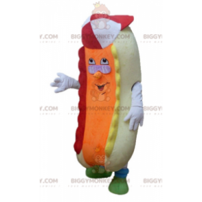 Costume de mascotte BIGGYMONKEY™ de hot-dog beige et orange