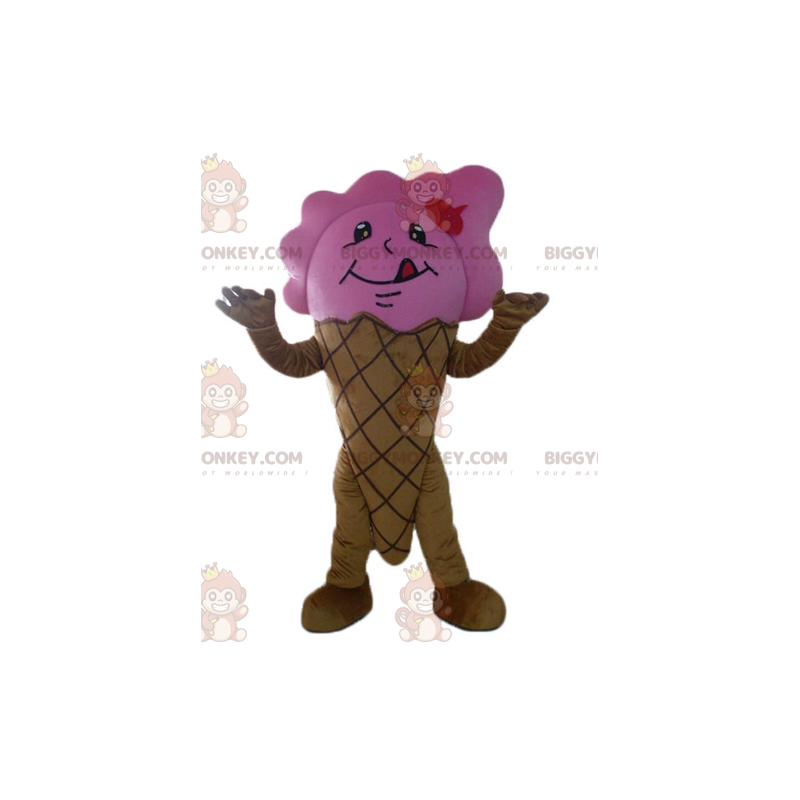 Brown and Pink Giant Ice Cream Cone BIGGYMONKEY™ Mascot Costume