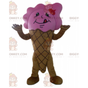 Costume mascotte BIGGYMONKEY™ cono gelato gigante marrone e