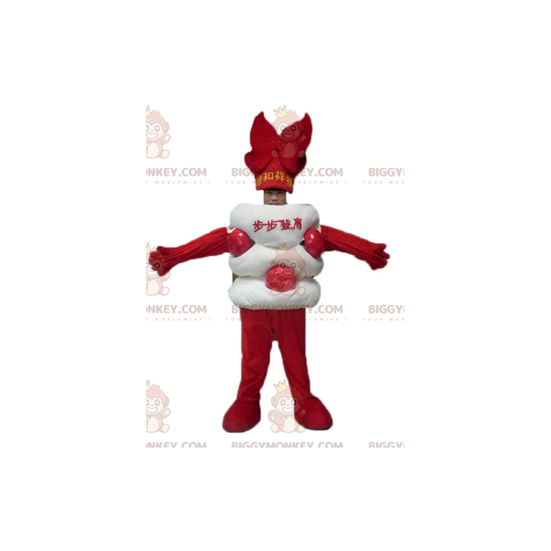 Γιγαντιαία λευκή και κόκκινη ασιατική στολή μασκότ BIGGYMONKEY™