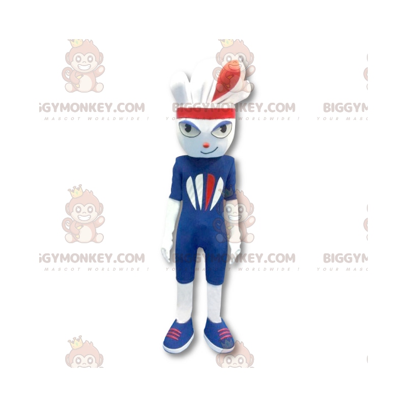 Fantasia de mascote BIGGYMONKEY™ de coelho branco esportivo