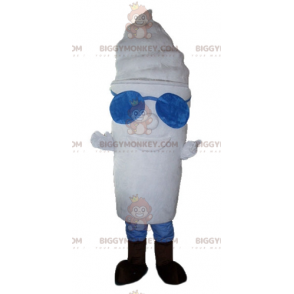 Kæmpe ispotte BIGGYMONKEY™ maskotkostume helt hvidt med briller