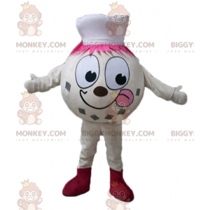 BIGGYMONKEY™ Beige Ice Cream Ball Man-mascottekostuum met hoed