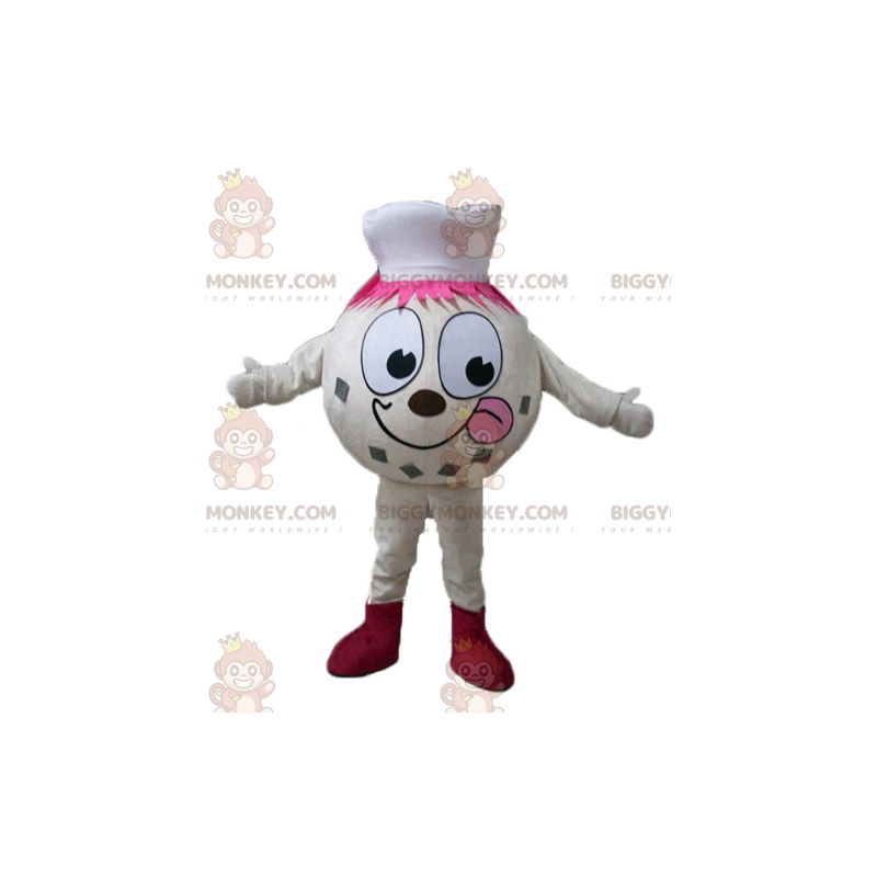 BIGGYMONKEY™ Beige Ice Cream Ball Man Mascot Costume With Hat -