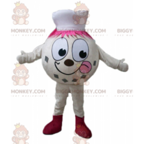 BIGGYMONKEY™ Beige Glass Ball Man Maskot Kostym med hatt -