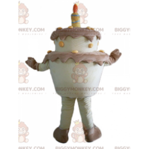 Brown and Yellow Giant Birthday Cake BIGGYMONKEY™ Mascot