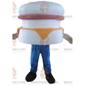 Costume de mascotte BIGGYMONKEY™ de hamburger géant blanc rose