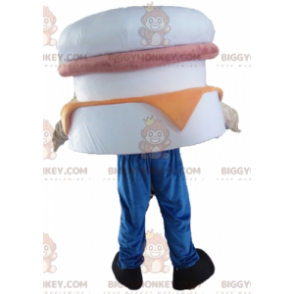 BIGGYMONKEY™ Costume mascotte hamburger gigante bianco rosa e