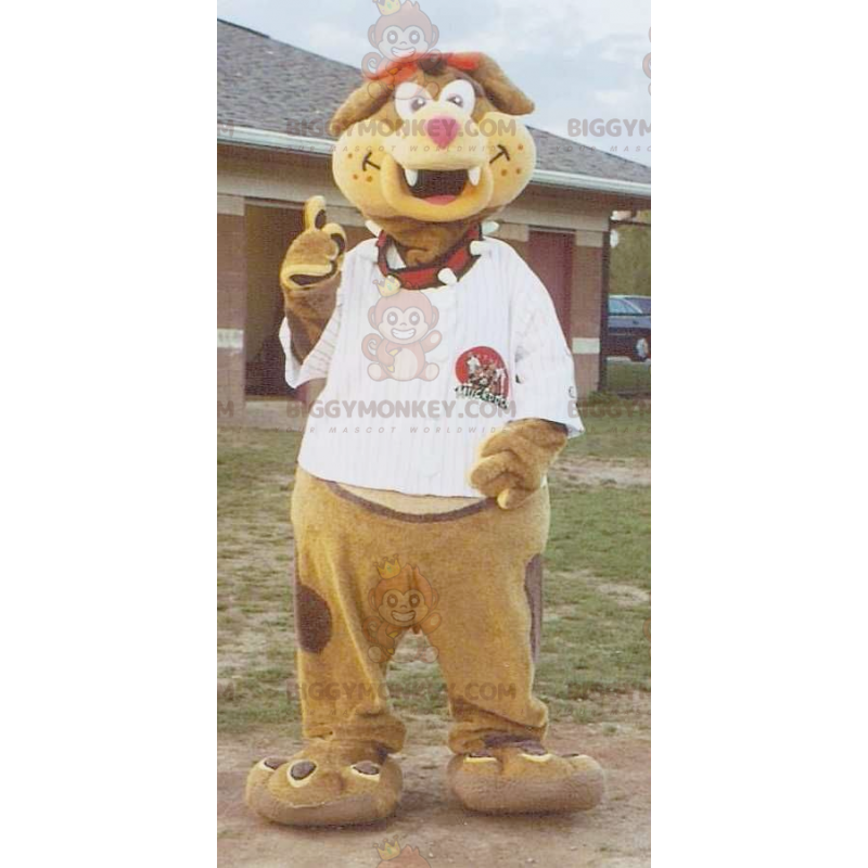 Brown and Tan Dog BIGGYMONKEY™ Mascot Costume with White