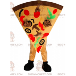 Bardzo kolorowy kostium maskotki gigantycznej pizzy