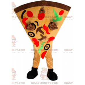 Πολύχρωμη στολή μασκότ BIGGYMONKEY™ Giant Pizza Slice -