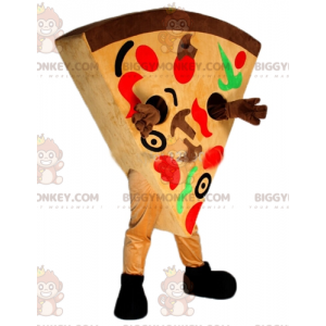 Sehr buntes Riesen-Pizzastück BIGGYMONKEY™ Maskottchen-Kostüm -