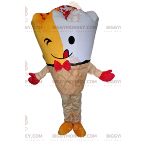 Costume mascotte BIGGYMONKEY™ cono gelato gigante giallo e