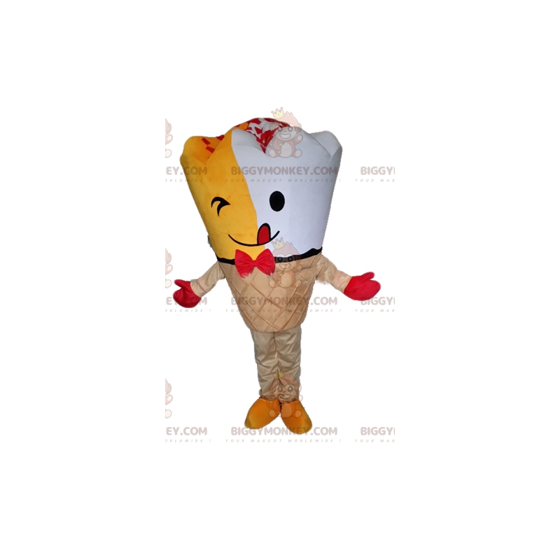 Costume mascotte BIGGYMONKEY™ cono gelato gigante giallo e