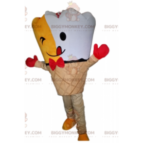 Geel en wit reuzenijshoorntje BIGGYMONKEY™ mascottekostuum -