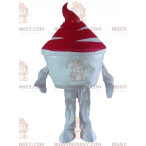 White and Red Ice Cream Ice Cream Pot BIGGYMONKEY™ Mascot