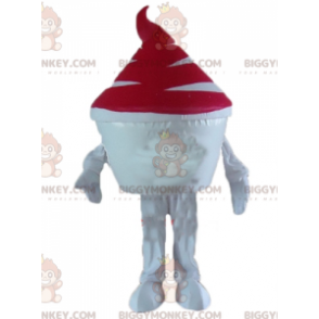 Disfraz de mascota BIGGYMONKEY™ de tarro de helado blanco y