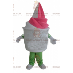 Costume de mascotte BIGGYMONKEY™ de pot de glace vanille-fraise