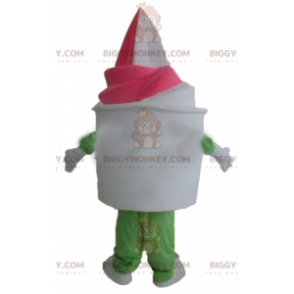 Costume de mascotte BIGGYMONKEY™ de pot de glace vanille-fraise