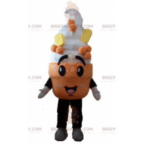 Costume de mascotte BIGGYMONKEY™ de crème glacée de cornet de