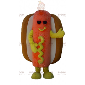 Costume mascotte BIGGYMONKEY™ hot dog gigante arancione giallo