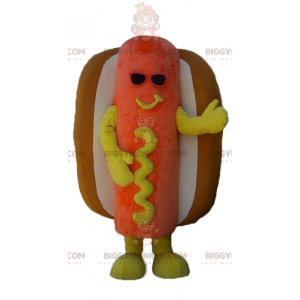Orange Yellow and Brown Giant Hot Dog BIGGYMONKEY™ Mascot