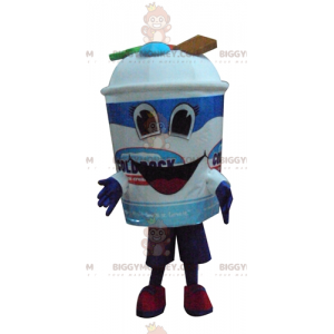 BIGGYMONKEY™ Mascot Costume Giant Blue and White Ice Cream Pot