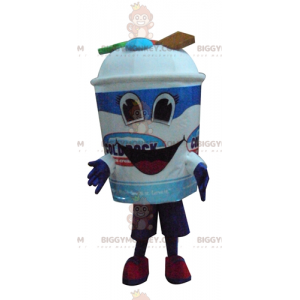 Kostým BIGGYMONKEY™ Maskot Obří modrobílý zmrzlinový hrnec s