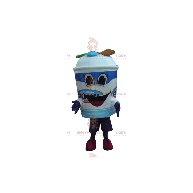 BIGGYMONKEY™ Mascot Costume Giant Blue and White Ice Cream Pot