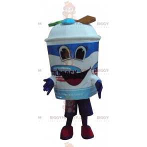 BIGGYMONKEY™ Maskotdräkt Jätteblå och vit glasskruka med godis