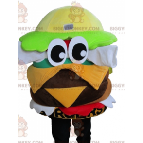 BIGGYMONKEY™ Mascot Costume Very Colorful Giant Burger With Big