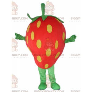 Jätte röd gul och grön jordgubbs BIGGYMONKEY™ maskotdräkt -