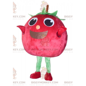 Fantasia de mascote gigante vermelha e verde morango cereja