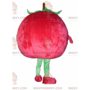 Fantasia de mascote gigante vermelha e verde morango cereja