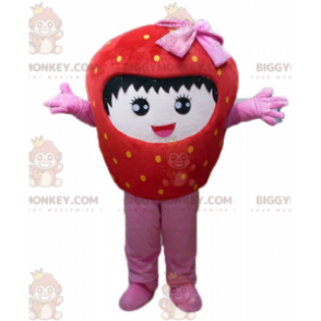 Smiling Giant Red and Pink Strawberry BIGGYMONKEY™ Mascot