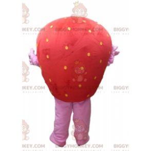 Smiling Giant Red and Pink Strawberry BIGGYMONKEY™ Mascot