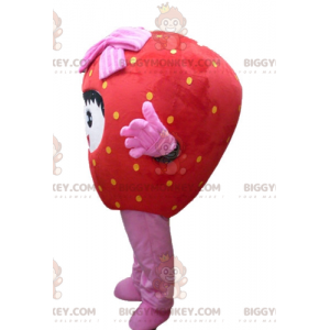 Costume da mascotte BIGGYMONKEY™ fragola rossa e rosa gigante