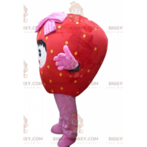 Traje de mascote BIGGYMONKEY™ de morango gigante vermelho e