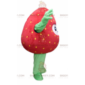 Smilende kæmpe rød og grøn jordbær BIGGYMONKEY™ maskotkostume -