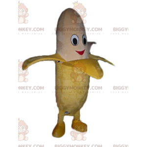 Traje de mascote de banana gigante amarelo e bronzeado