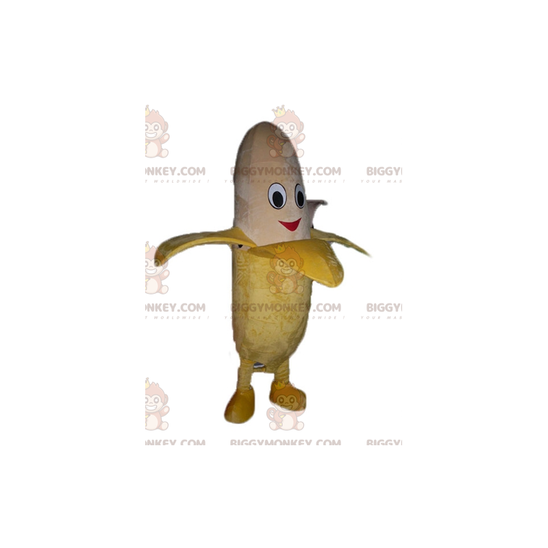 BIGGYMONKEY™ Costume mascotte banana sorridente gigante giallo