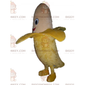 BIGGYMONKEY™ Costume mascotte banana sorridente gigante giallo