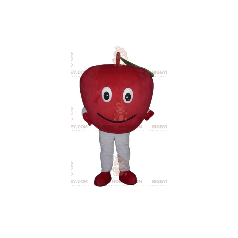 Lächelnder riesiger roter Apfel BIGGYMONKEY™ Maskottchen-Kostüm
