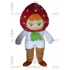 Costume de mascotte BIGGYMONKEY™ de fraise à l'air farouche et