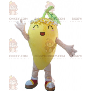 BIGGYMONKEY™ Costume da mascotte Giallo limone con fiori sulla