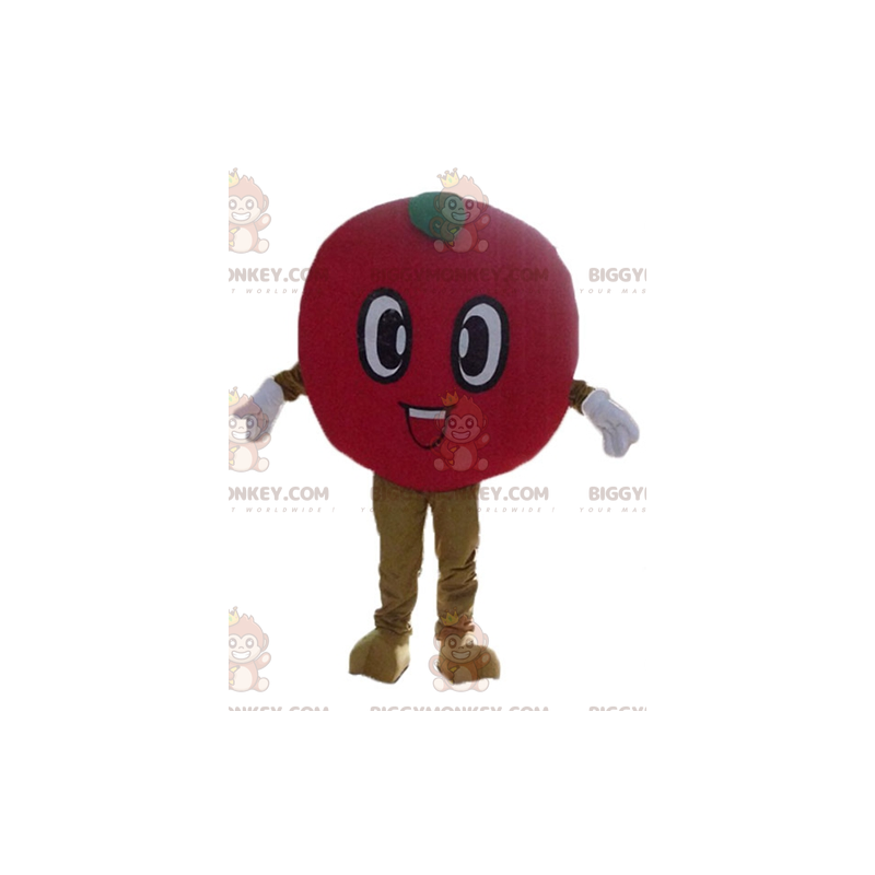 Leende rund körsbärsröd äpple BIGGYMONKEY™ maskotdräkt -