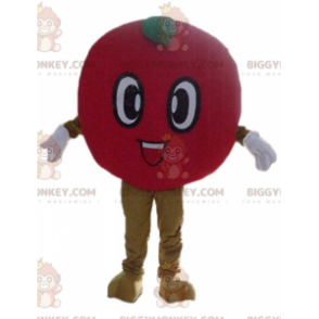 Leende rund körsbärsröd äpple BIGGYMONKEY™ maskotdräkt -