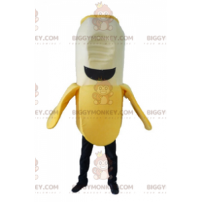 Costume de mascotte BIGGYMONKEY™ de banane jaune blanche et